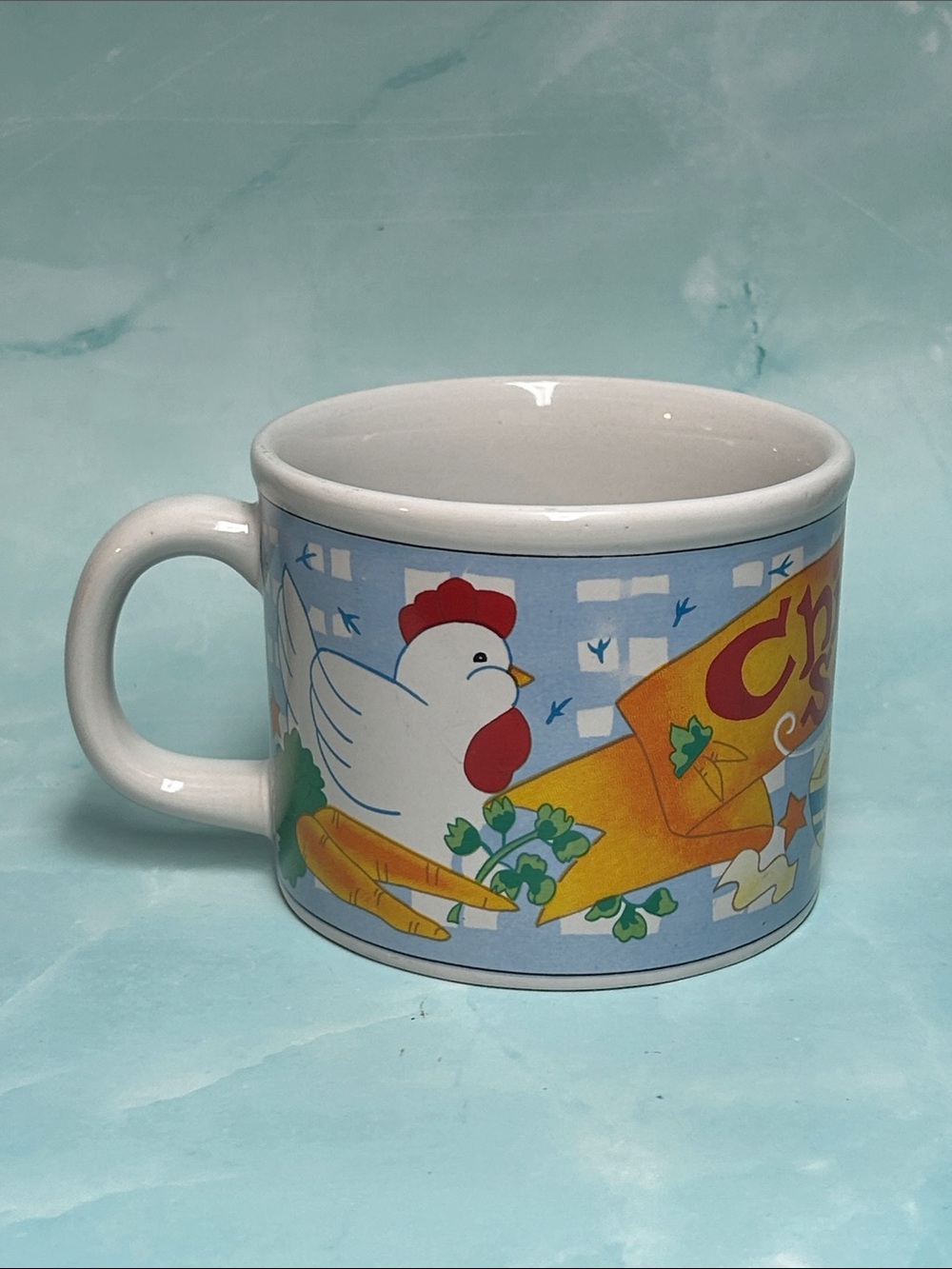 Cartoon Chicken soup Ceramic Coffee/soup Mug - Light Blue